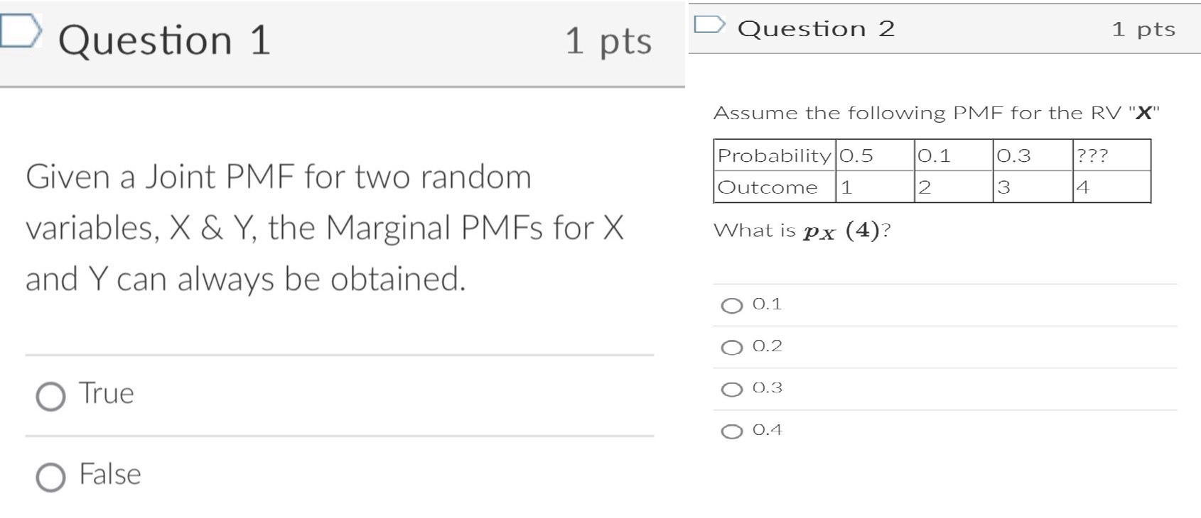 Solved Assume the following PMF for the RV 