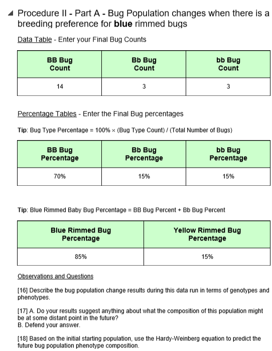 Solved: Procedure Il - Part A - Bug Population Changes Whe... | Chegg.com