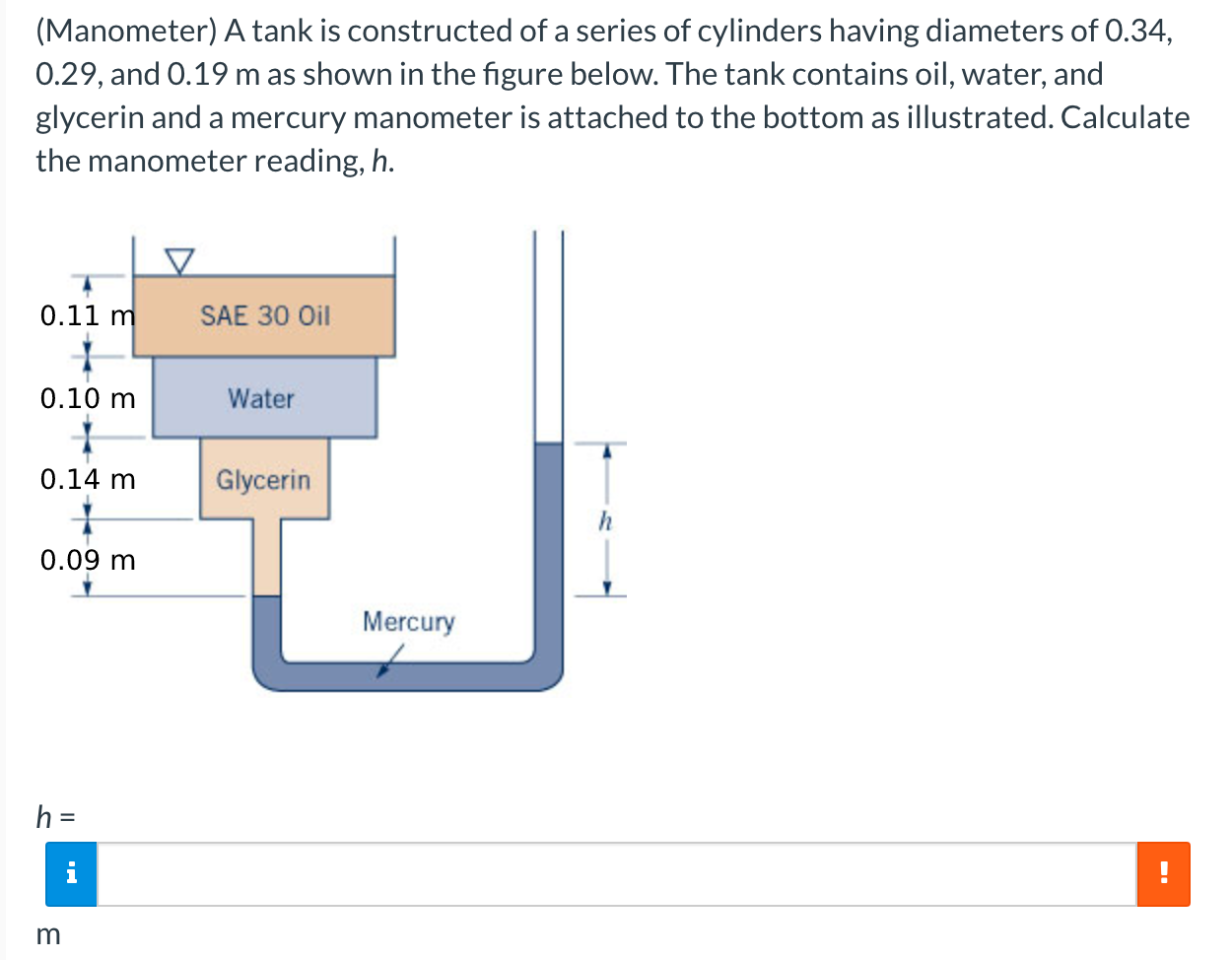Solved (Manometer) A tank is constructed of a series of