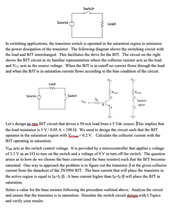 Solved Switch Source Load In switching applications, the | Chegg.com