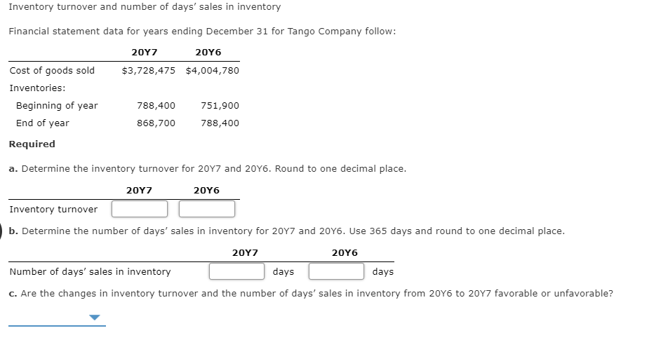 Inventory Turnover And Number Of Days Sales In Chegg Com