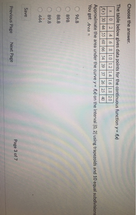 Solved Choose the answer. The table below gives data points | Chegg.com