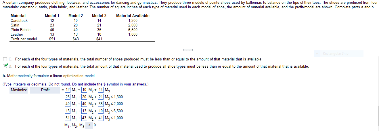Solved A certain company produces clothing, footwear, and | Chegg.com