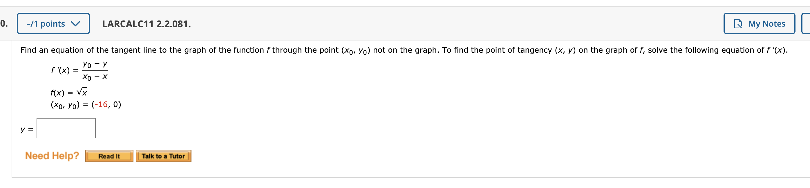 Solved | -71 points v LARCALC11 2.2.081. My Notes Find an | Chegg.com