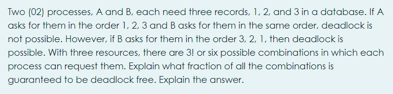 Solved Two (02) Processes, A And B, Each Need Three Records, | Chegg.com