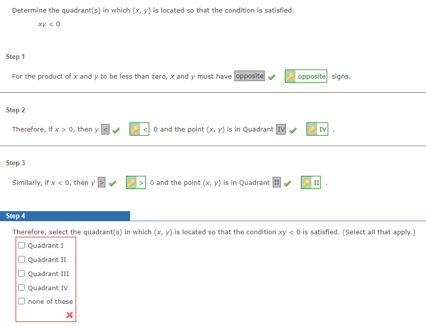 Solved Therefore, select the quadrant(s) in which (x, y) is | Chegg.com