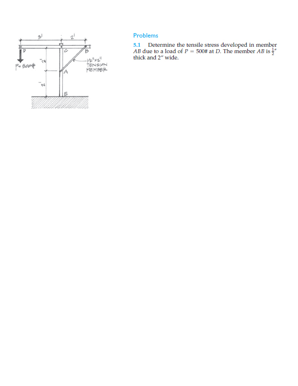 Solved Problems 5.1 Determine the tensile stress developed | Chegg.com