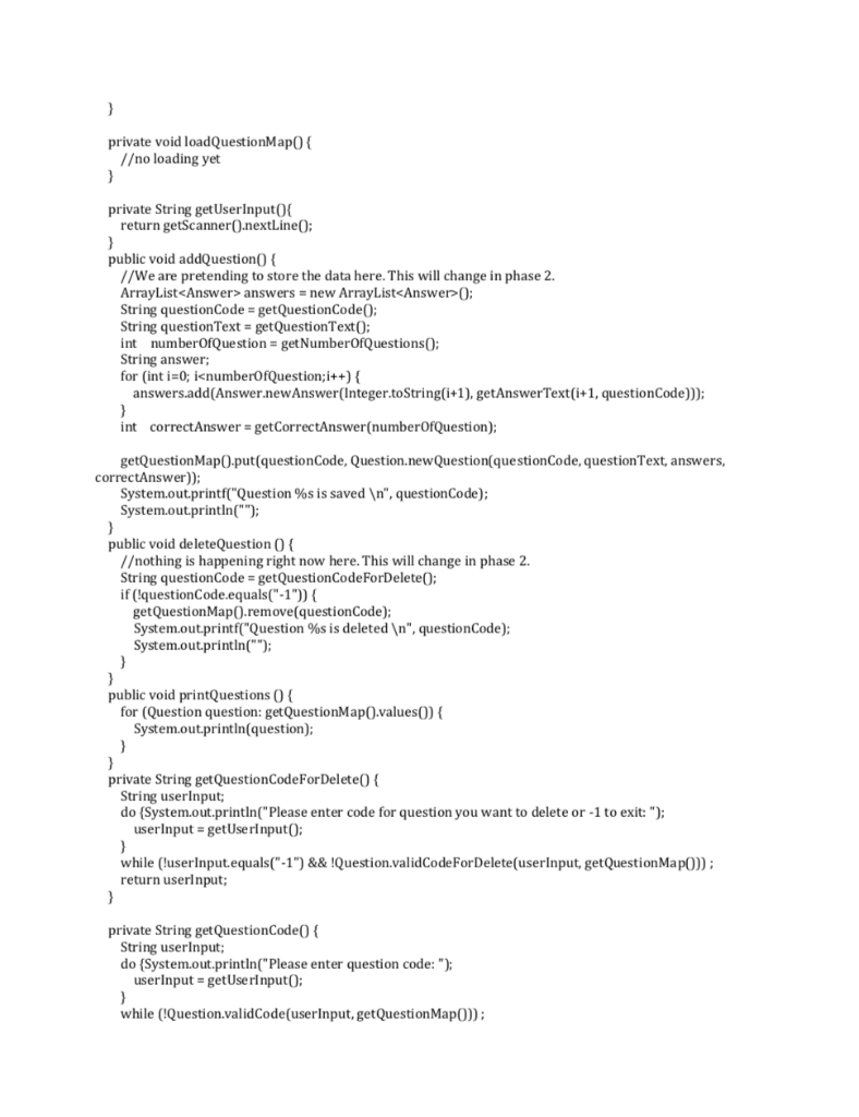 JAVA Quiz Taker and Creator Modes (Source Code | Chegg.com