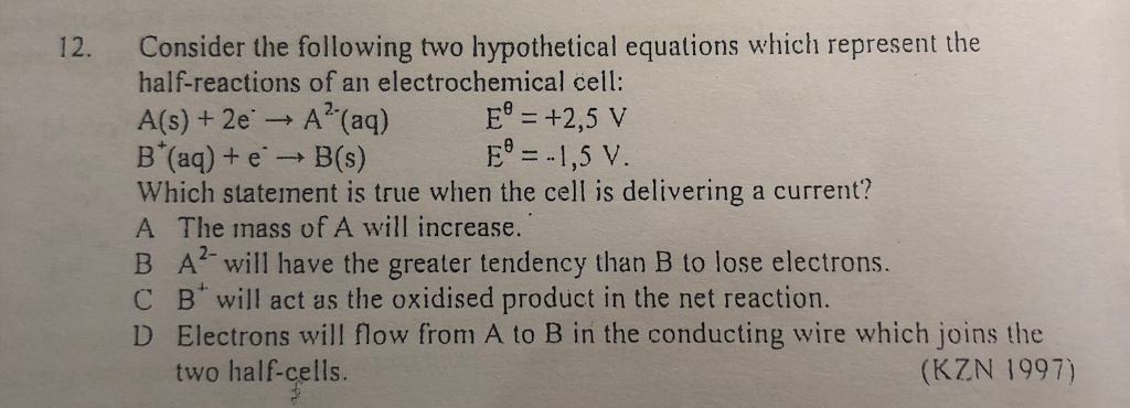 Solved Consider The Following Two Hypothetical Equations | Chegg.com