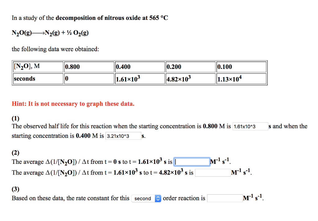 Solved In a study of the of nitrous oxide at