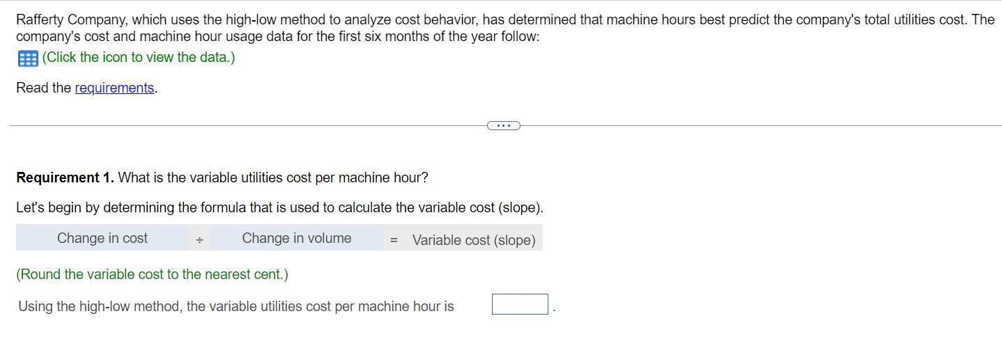 Solved Rafferty Company, which uses the high-low method to | Chegg.com
