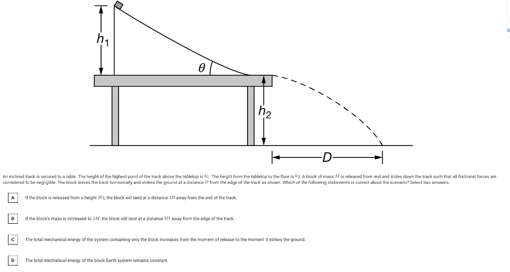 Solved ON An inclined track is secured to a table. The