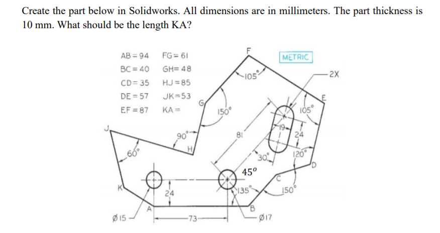 Solved Create The Part Below In Solidworks. All Dimensions | Chegg.com