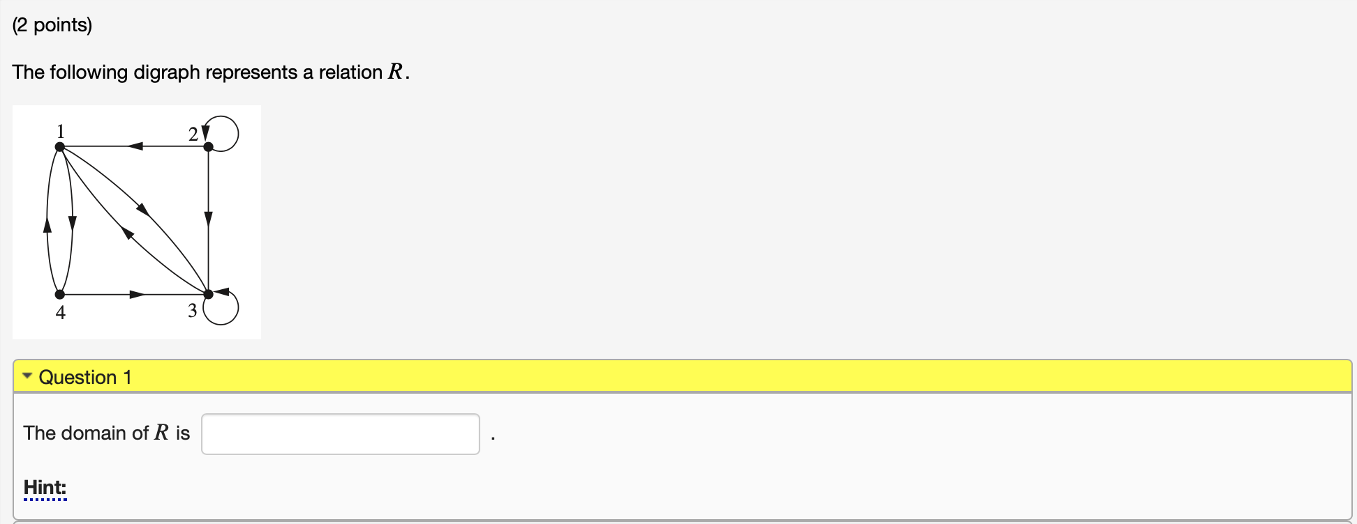 Solved (2 points) The following digraph represents a | Chegg.com