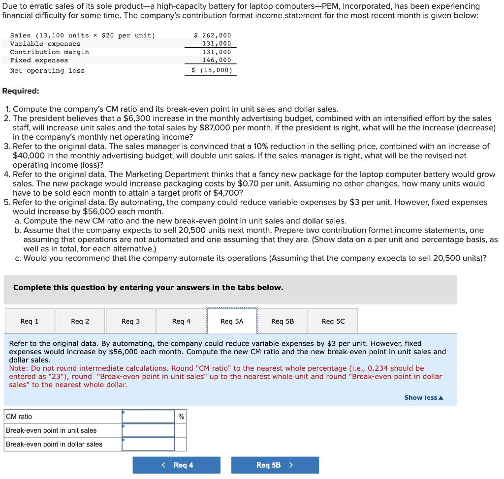 solved-due-to-erratic-sales-of-its-sole-product-a-chegg