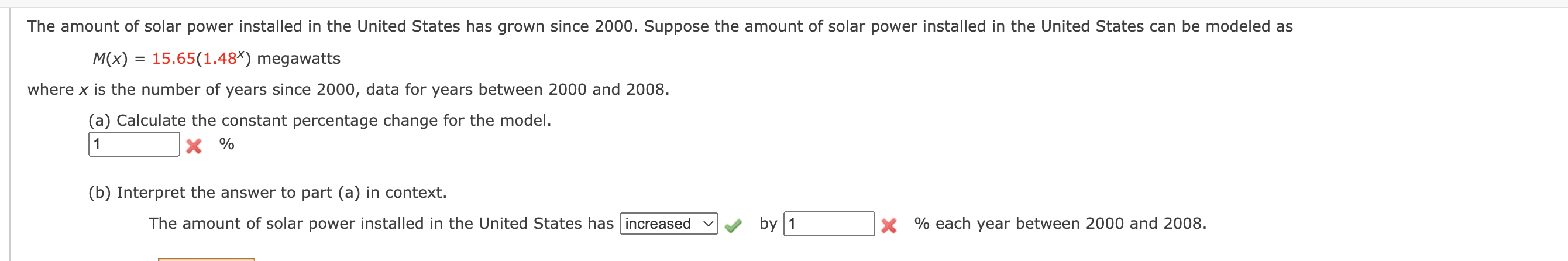 Solved The amount of solar power installed in the United | Chegg.com