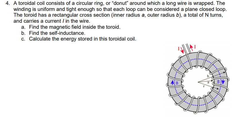 Solved 4. A toroidal coil consists of a circular ring, or | Chegg.com