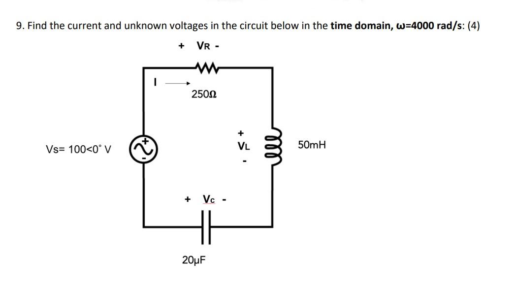 Solved 9. Find the current and unknown voltages in the | Chegg.com