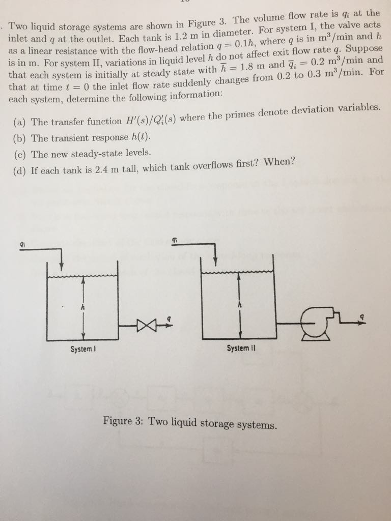 Solved · Two liquid storage systems are inlet and q at the | Chegg.com