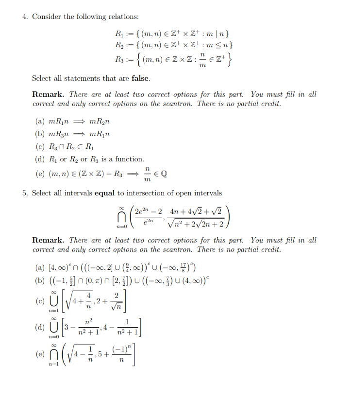 Solved 4. Consider The Following Relations: | Chegg.com