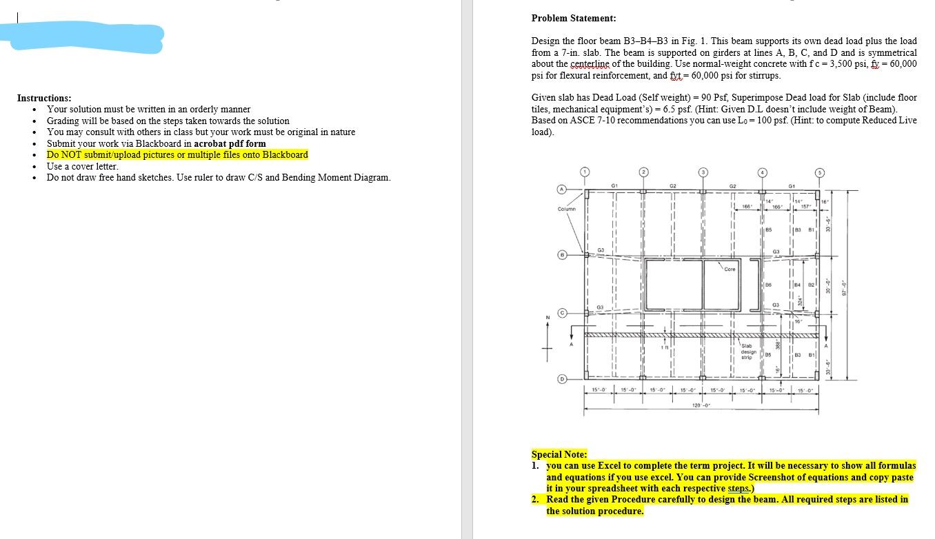 Solved Problem Statement: Design the floor beam B3-B4-B3 in | Chegg.com