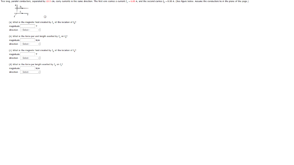 Solved Two long, paralel conductors, separated by 13.0 cm, | Chegg.com