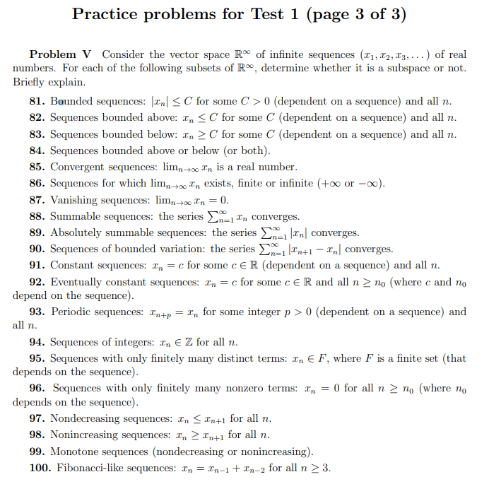 Solved Practice problems for Test 1 (page 3 of 3 ) Problem V | Chegg.com