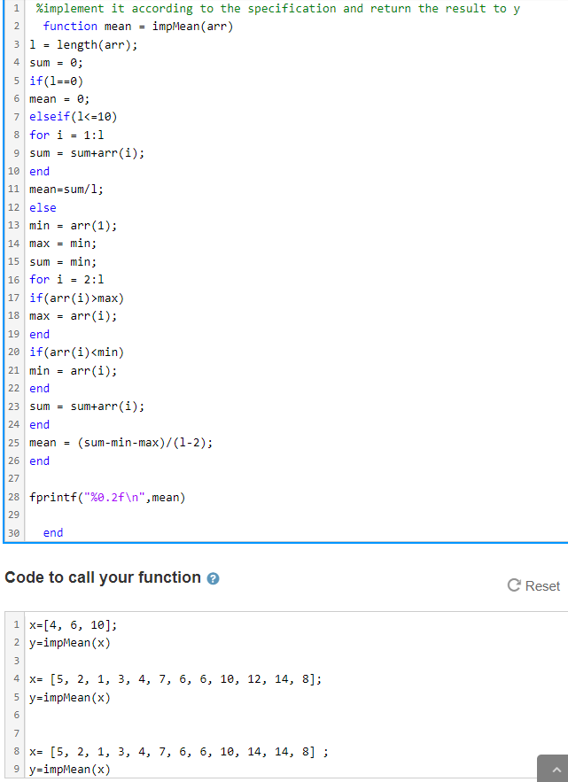 Write a MATLAB function called "impMean" that will | Chegg.com