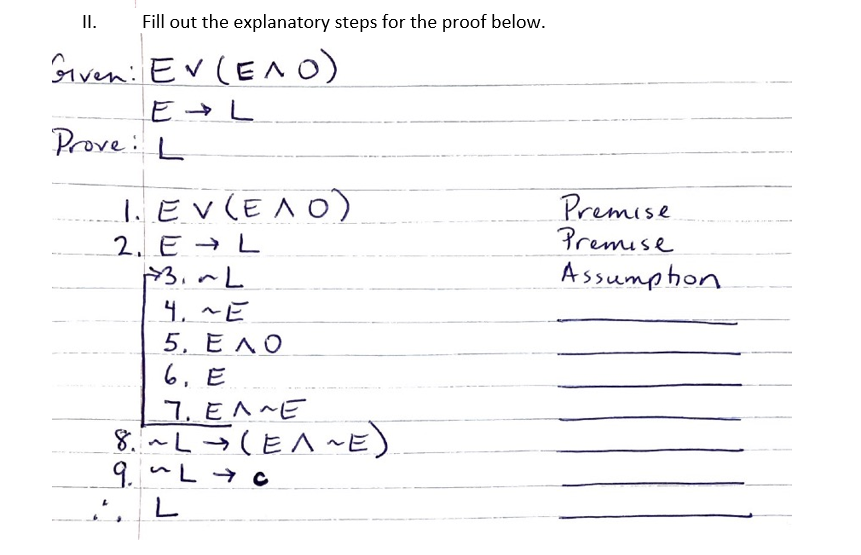 Solved II. Fill out the explanatory steps for the proof | Chegg.com