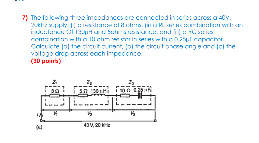 Solved The Following Three Impedances Are Connected In Chegg Com