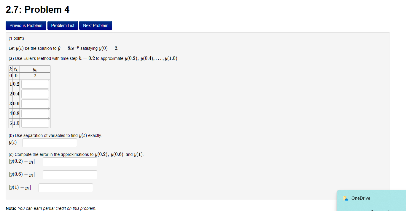 Solved Let y(t) be the solution to y˙=8te−y satisfying | Chegg.com