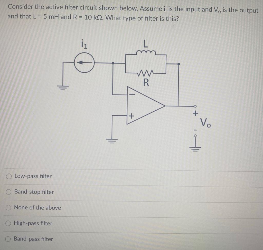 Solved Consider the active filter circuit shown below. | Chegg.com