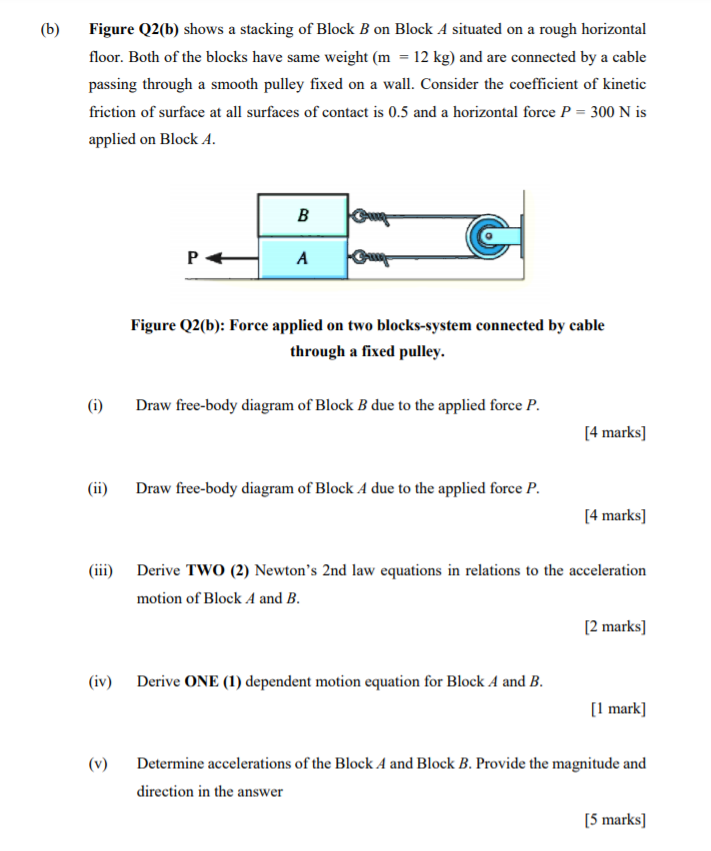 Solved (b) Figure Q2(b) Shows A Stacking Of Block B On Block | Chegg.com