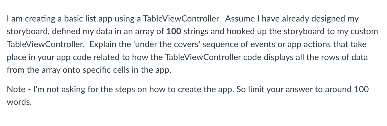 Solved I Am Creating A Basic List App Using A | Chegg.com