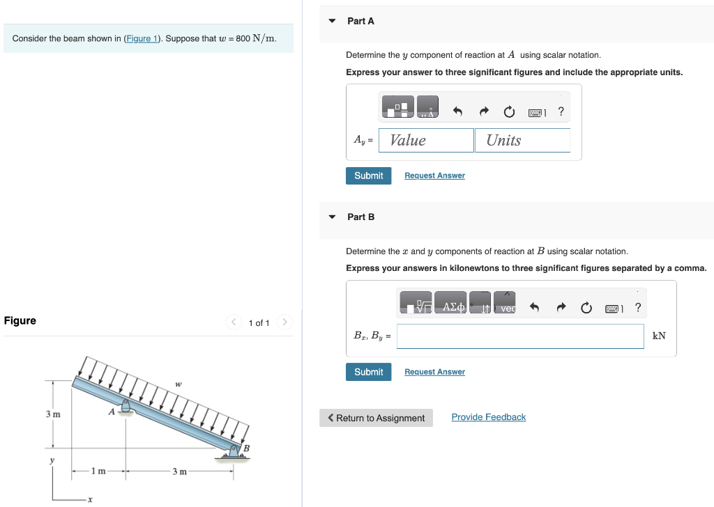 Solved Consider the beam shown in Suppose that w=800 N/m. | Chegg.com