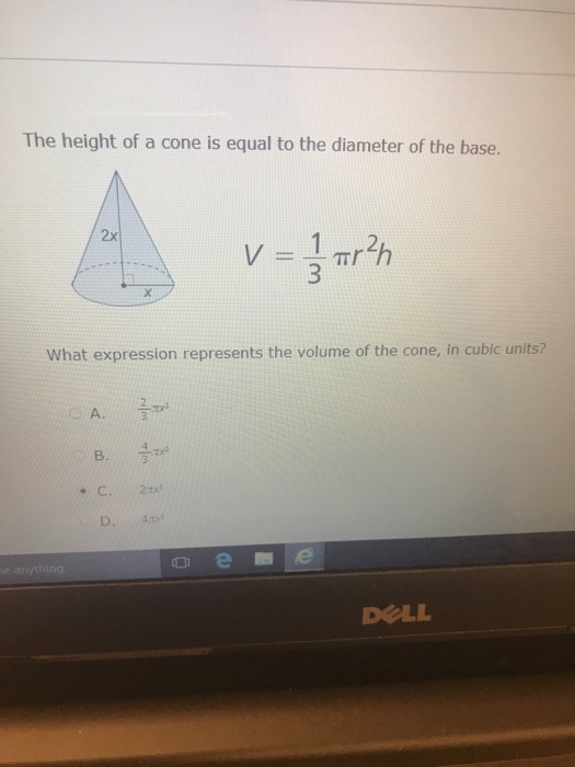 how to find the height of a cone using volume and diameter