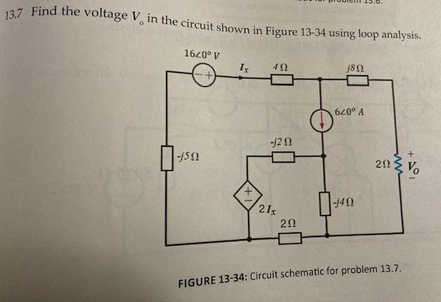 Solved 13.7 Find the voltage V in the circuit shown in | Chegg.com