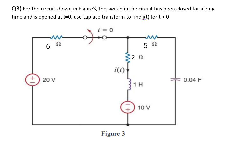 Solved For the circuit shown in Figure3, the switch in the | Chegg.com