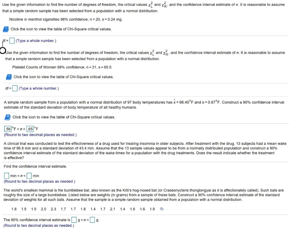 Solved and the confidence interval estimate of o. It is | Chegg.com