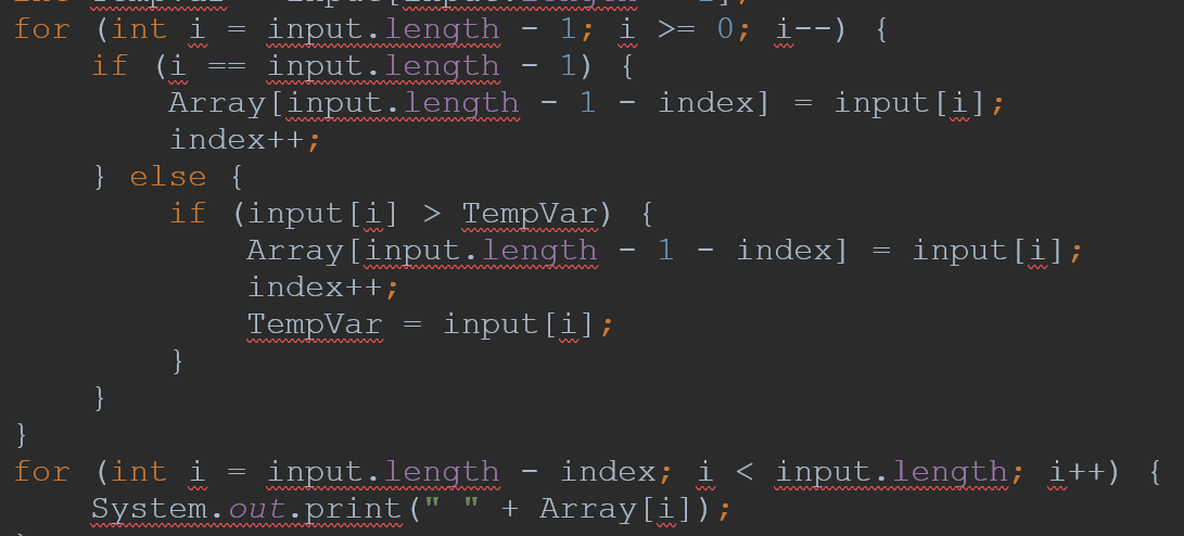 Solved V == = = for (int i input.length 1; i >= 0; i--) { if | Chegg.com