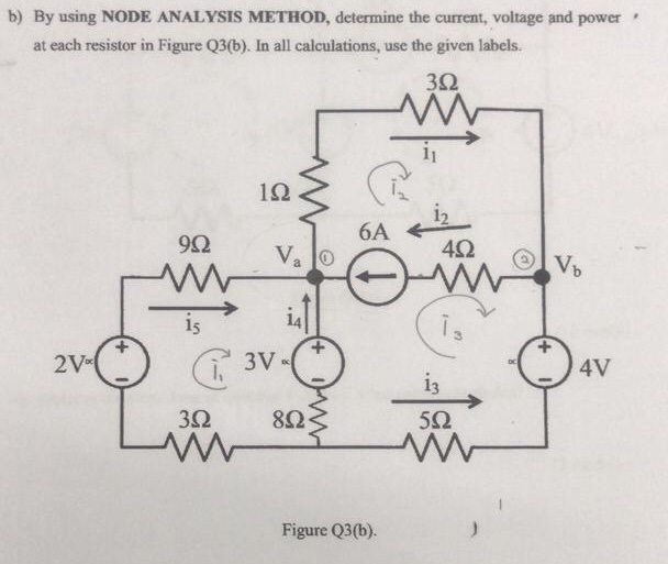 Solved B) By Using NODE ANALYSIS METHOD, Determine The | Chegg.com