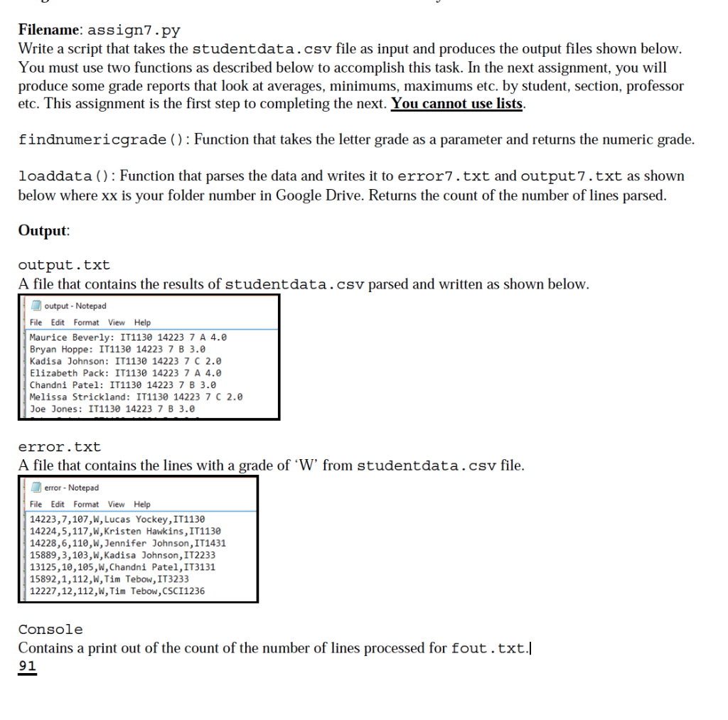 Your code should contain meaningful comments. Place | Chegg.com