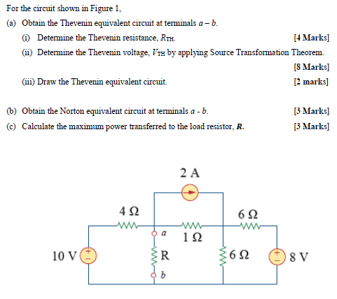 Solved For the circuit shown in Figure 1, (a) Obtain the | Chegg.com
