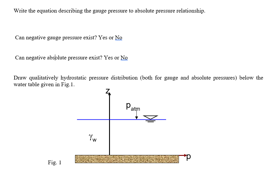 Solved Write the equation describing the gauge pressure to