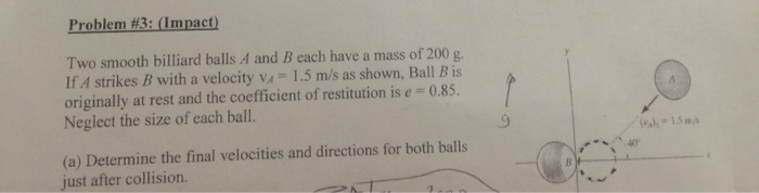 Solved Problem 3 Impact Two Smooth Billiard Balls A A Chegg Com