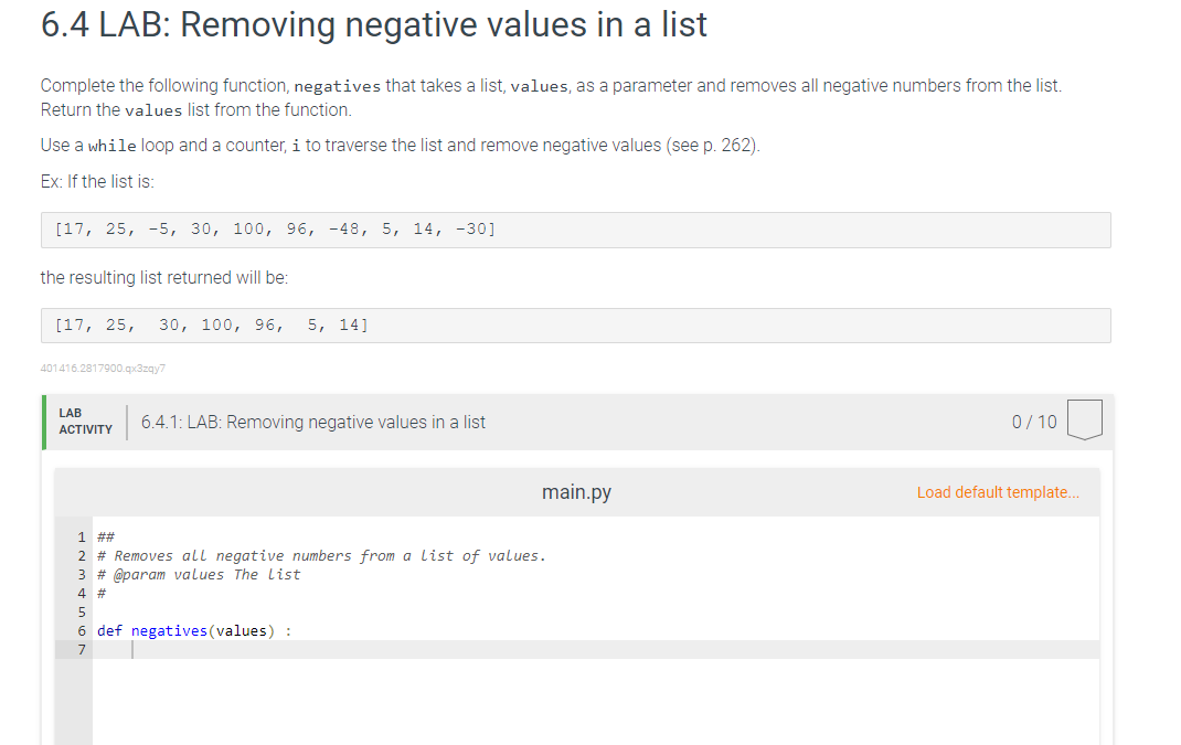 solved-6-4-lab-removing-negative-values-in-a-list-complete-chegg