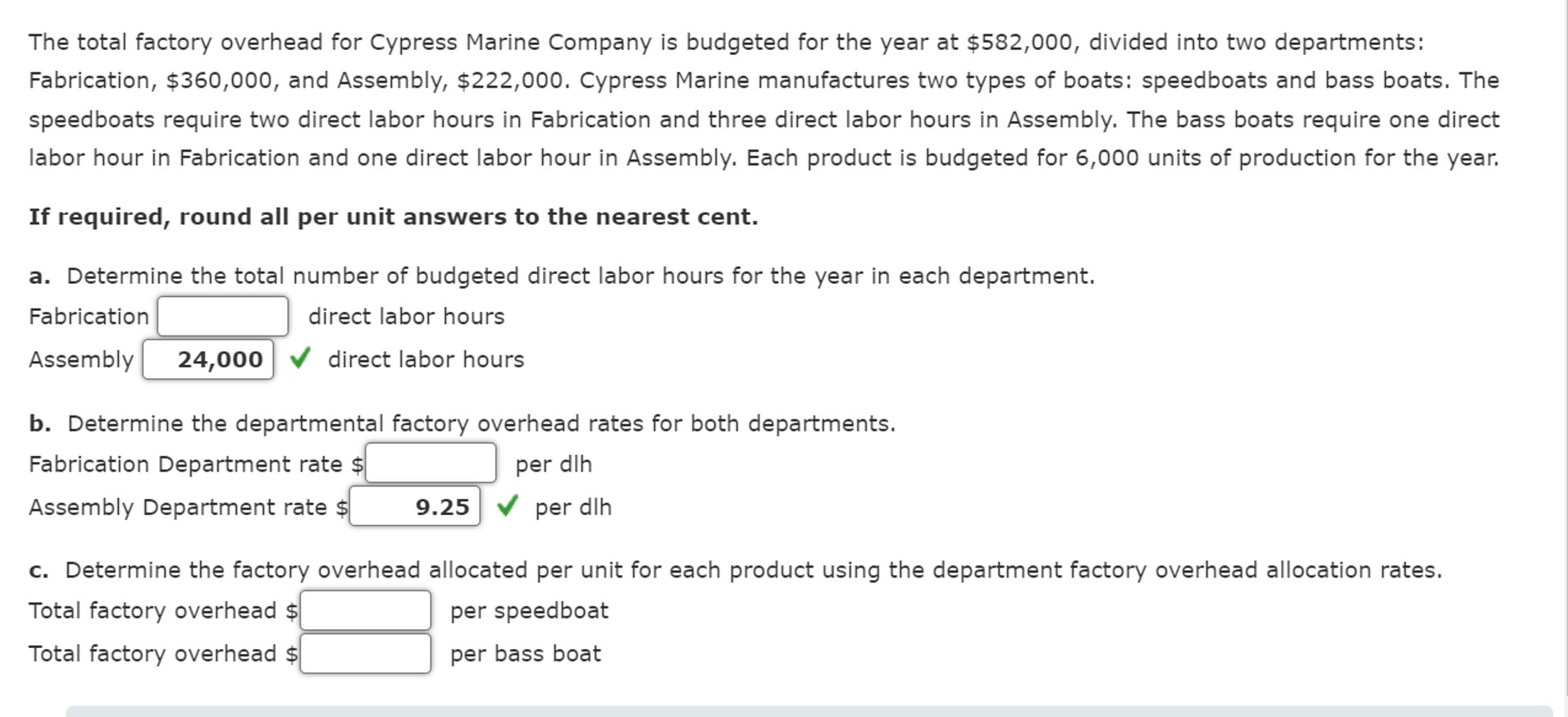 Solved The Total Factory Overhead For Cypress Marine Company Chegg