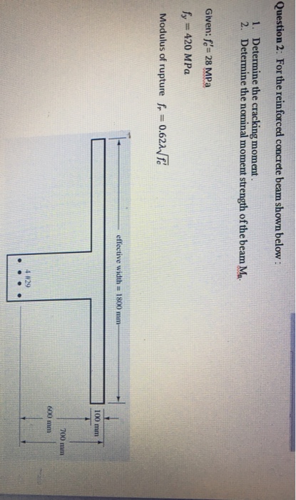 Solved For the reinforced concrete beam shown below: | Chegg.com