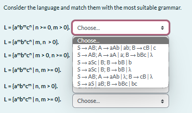 Solved Consider the language and match them with the most | Chegg.com