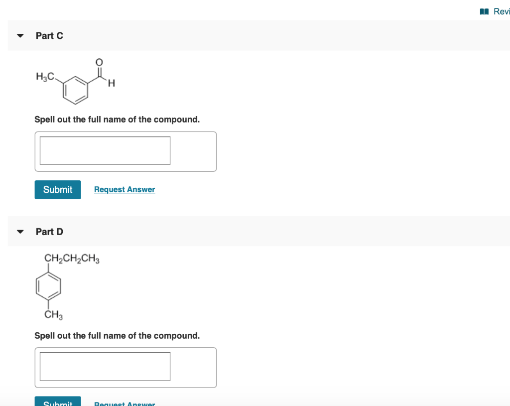 Solved A Revi Part C H3C Spell out the full name of the | Chegg.com